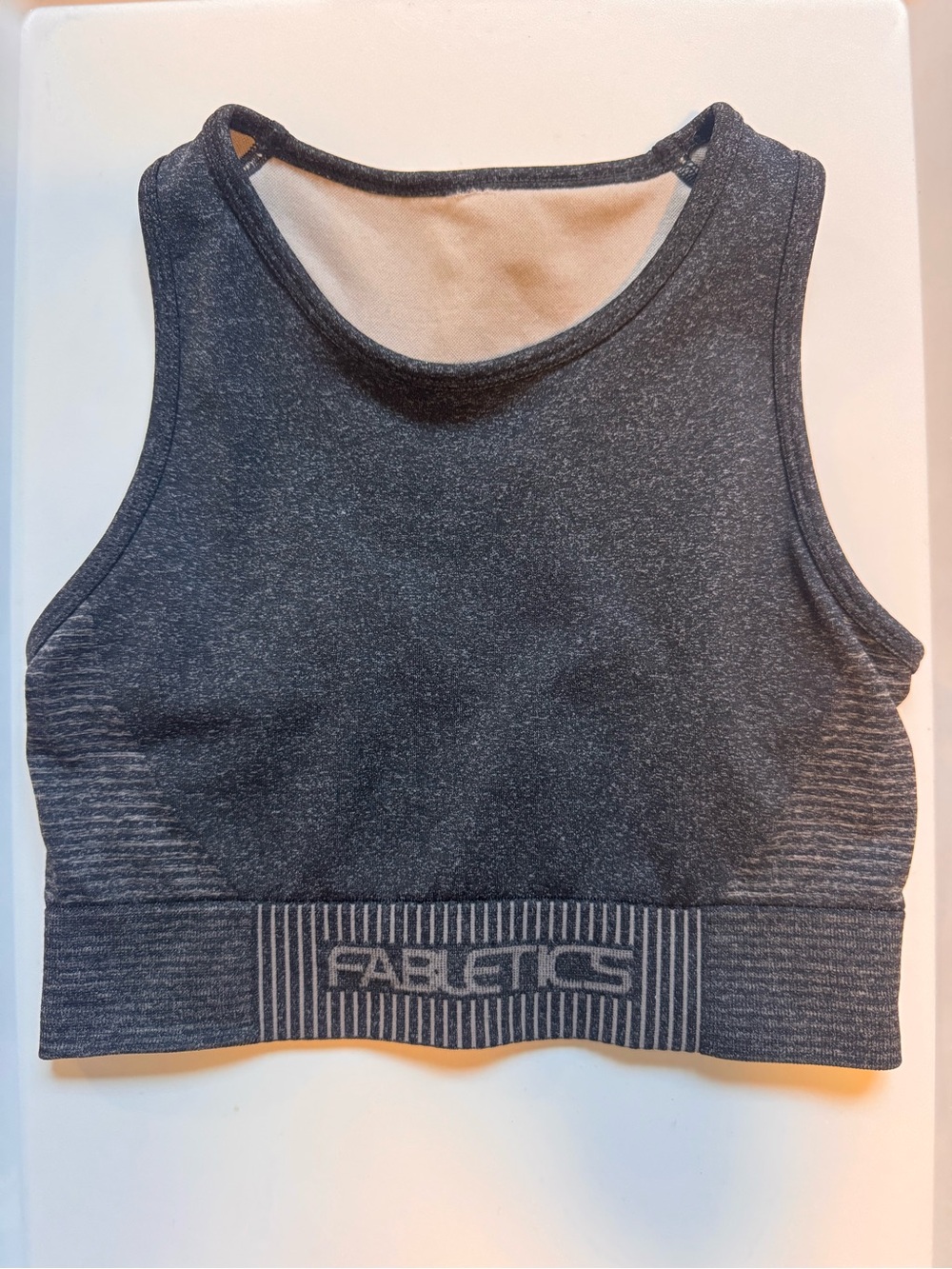 Fabletics Dark Charcoal Seamless High-Neck Crop Sports Bra